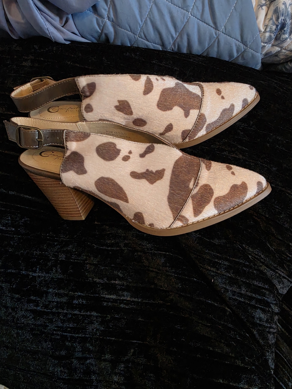 Cowhide Slingback Pump in Brown and Cream